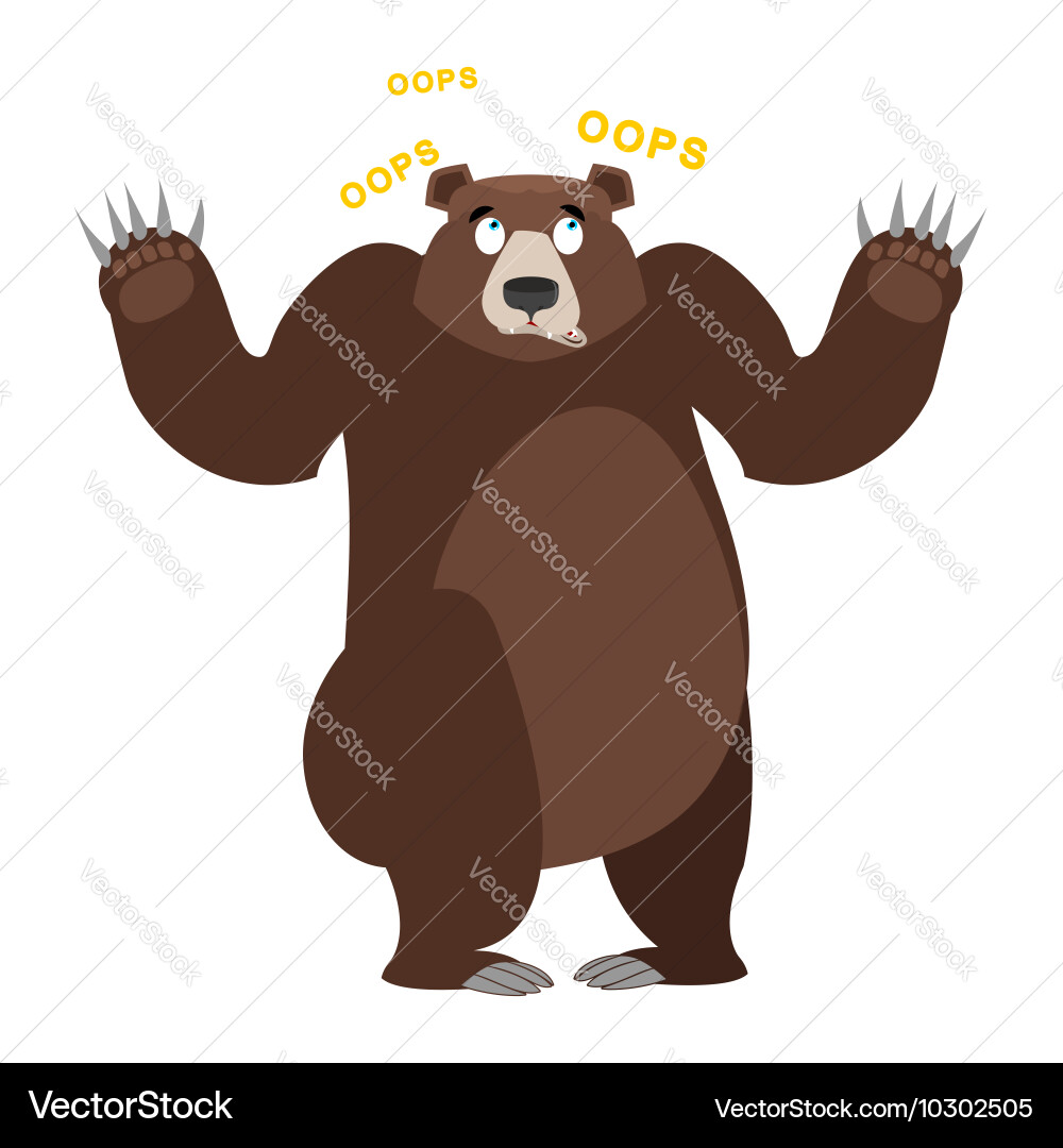 Surprised bear oops grizzly perplexed struck Vector Image