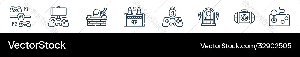 Videogame line icons linear set quality Videogame line icons linear set quality vector image
