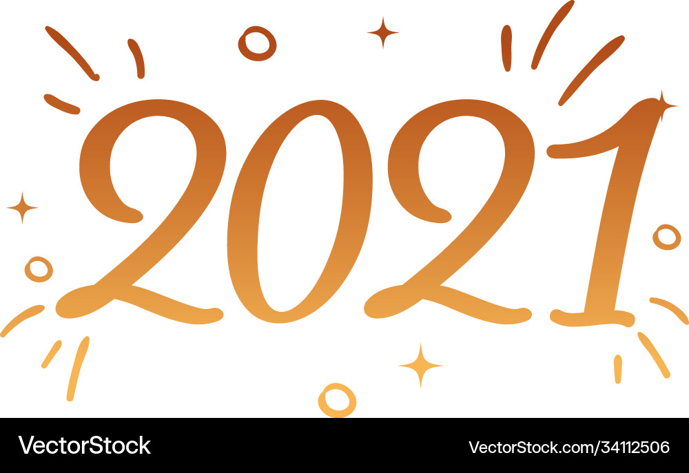 2021 with lines gold gradient style icon Vector Image