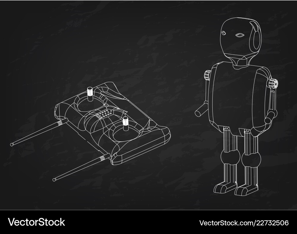 3d model of a robot and radio remote control 3d model of a robot and radio remote control vector image