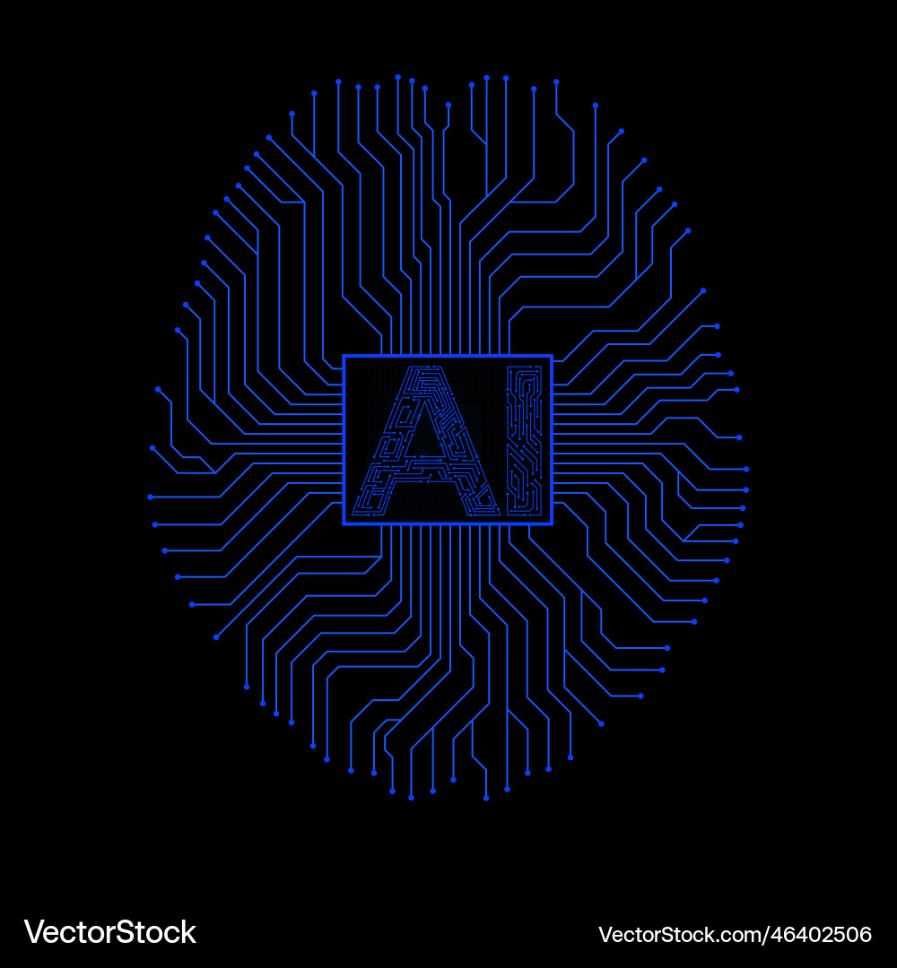 Abstract technological brain with artificial vector image