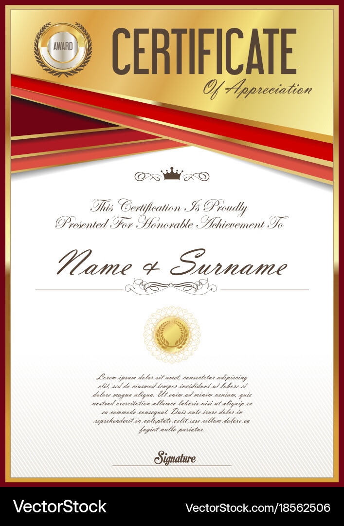 Certificate retro design template 02 Vector Image