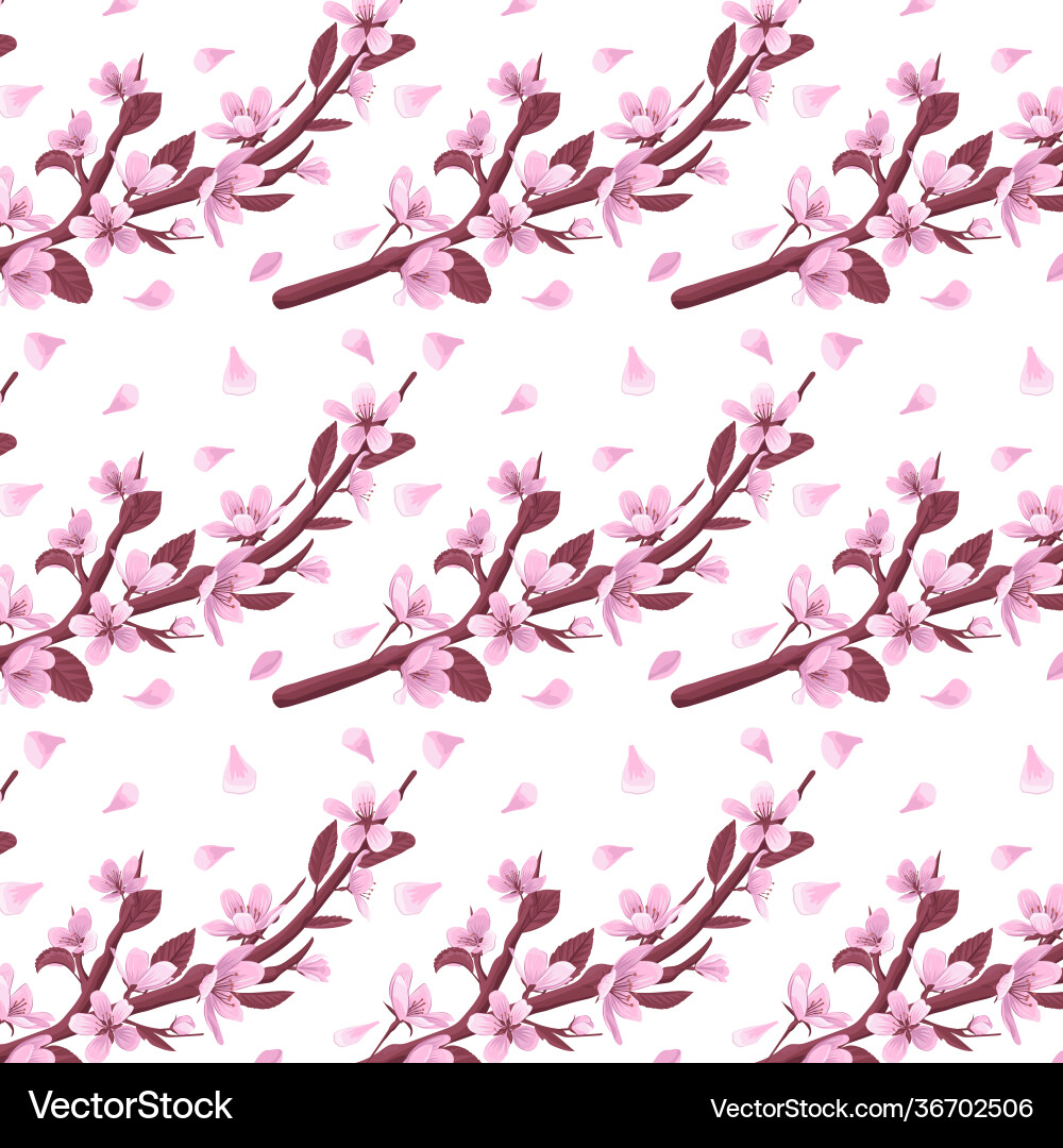 Cherry blossom branch seamless pattern Cherry blossom branch seamless pattern Vector Image