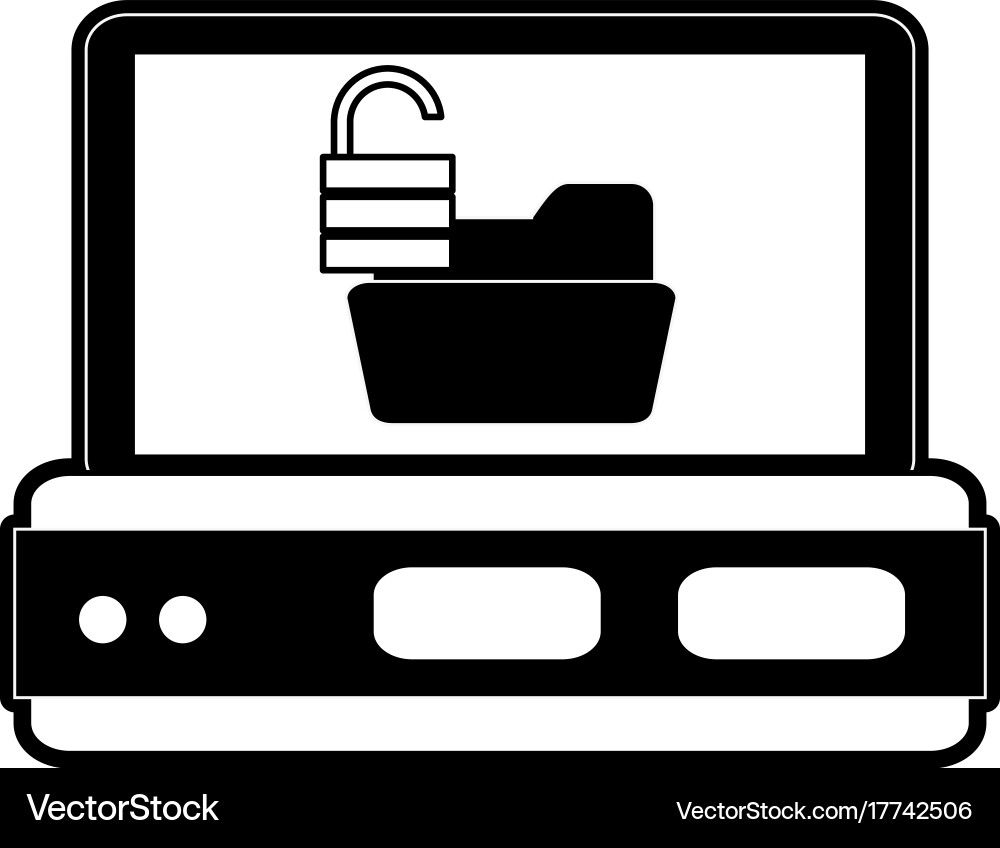 File folder with safety lock on computer screen vector image
