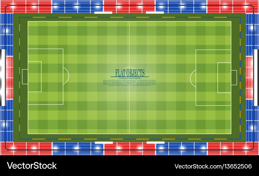 Flat object design set soccer stadium top view vector image
