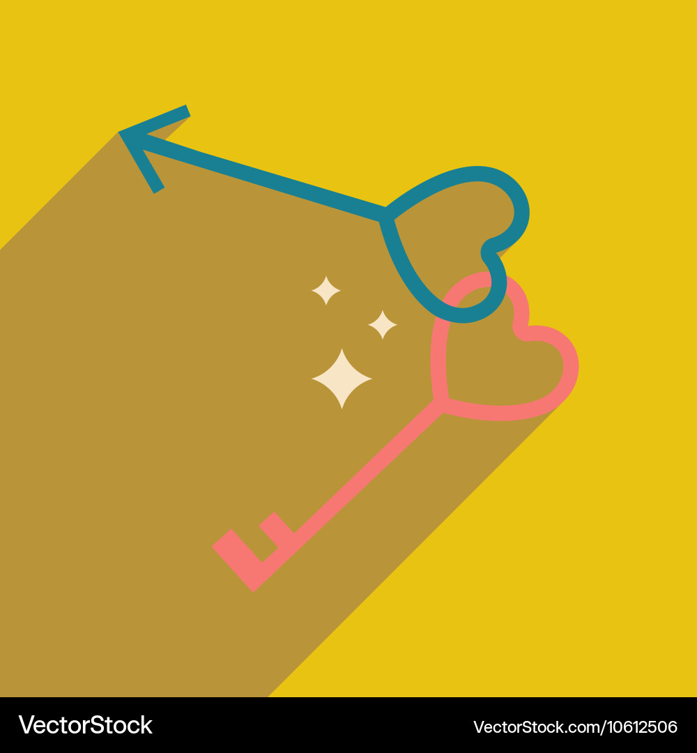Flat web icon with long shadow keys heart vector image