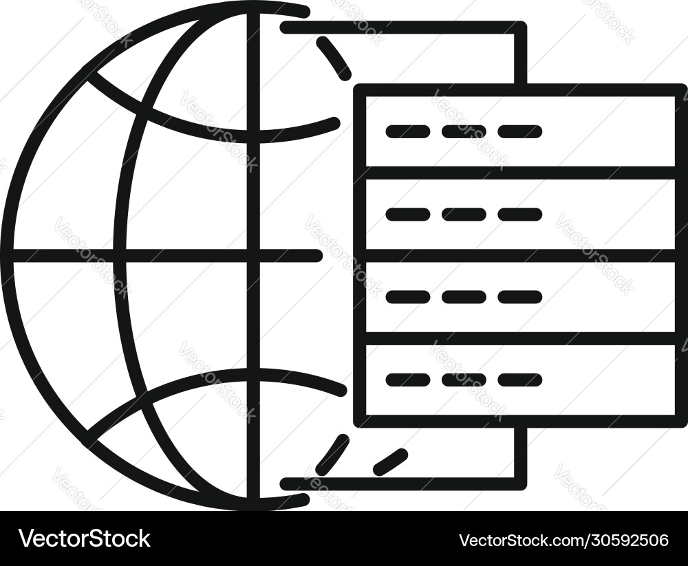 Global server data icon outline style Global server data icon outline style vector image