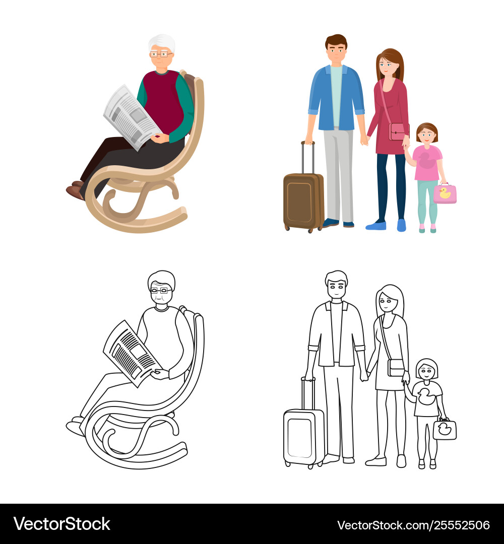 Isolated object character and avatar icon set vector image