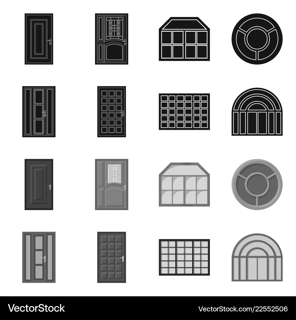 Isolated object of door and front sign set Vector Image