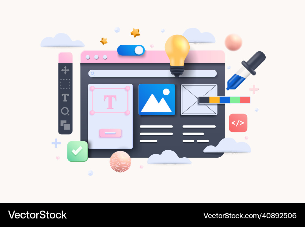 Modern 3d of web development Modern 3d of web development vector image