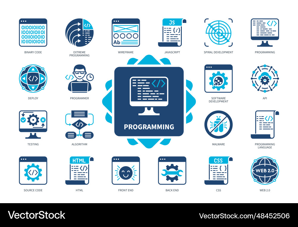 Programming solid icon set vektorbild