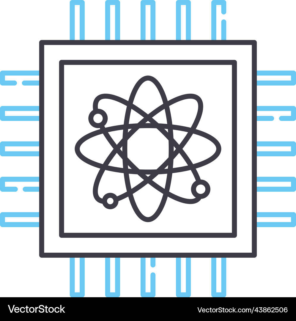 Quantum computing line icon outline symbol Quantum computing line icon outline symbol Vector Image