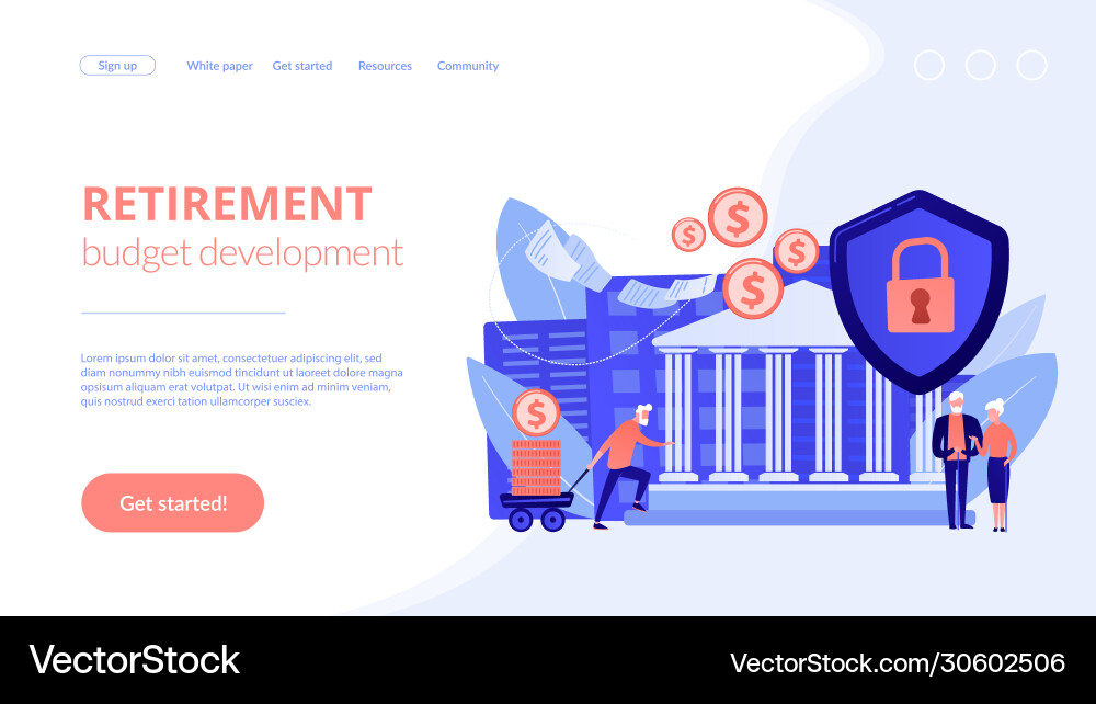 Retirement investments concept landing page Retirement investments concept landing page vector image