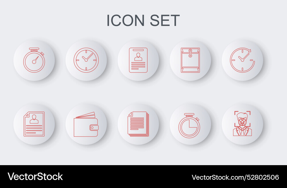 Set line face recognition resume identification Set line face recognition resume identification vector image