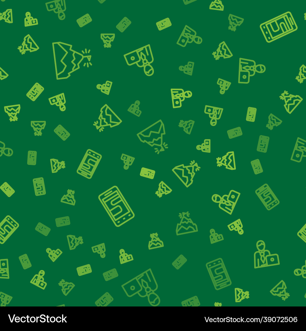 Set line mountains with flag chat messages vector image