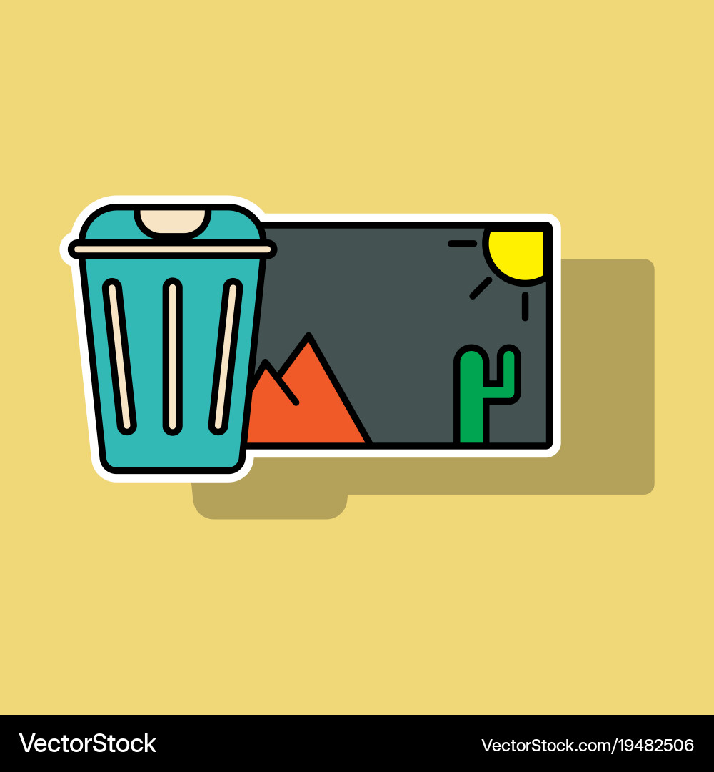 Sticker delete image flat icon on color background vector image