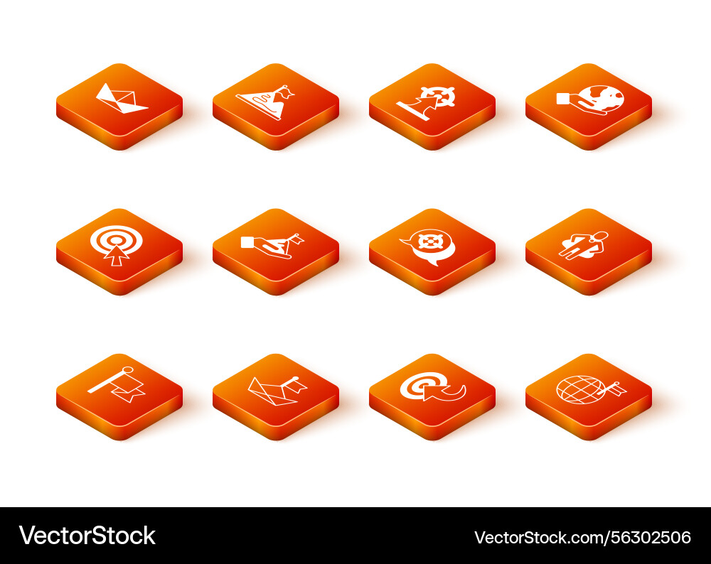 Target & Boat Icon Set Vector Image