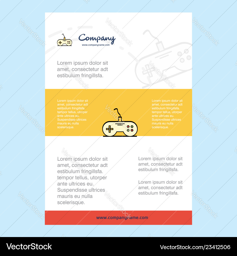 Template layout for game controller company Template layout for game controller company vector image