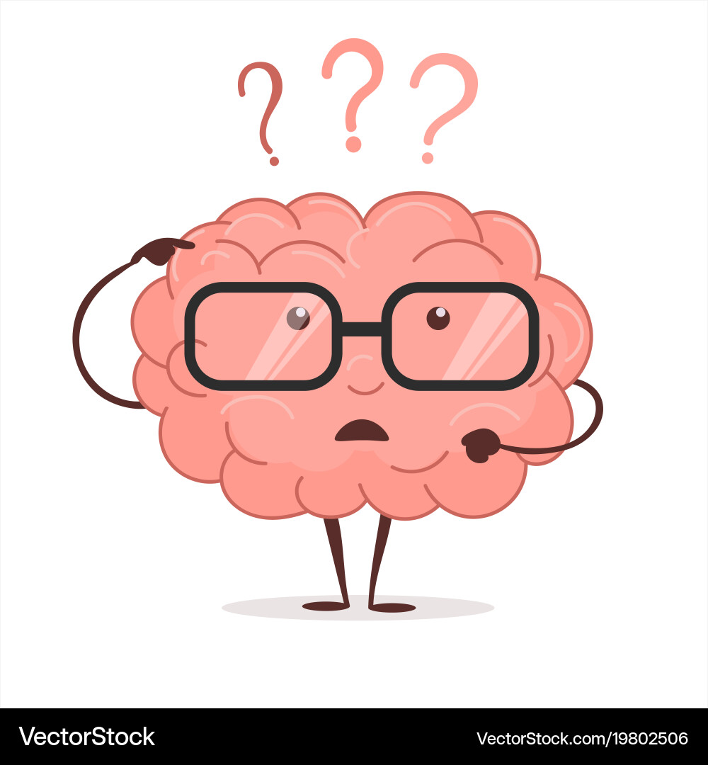 Thinking Brain with Question Marks vector image