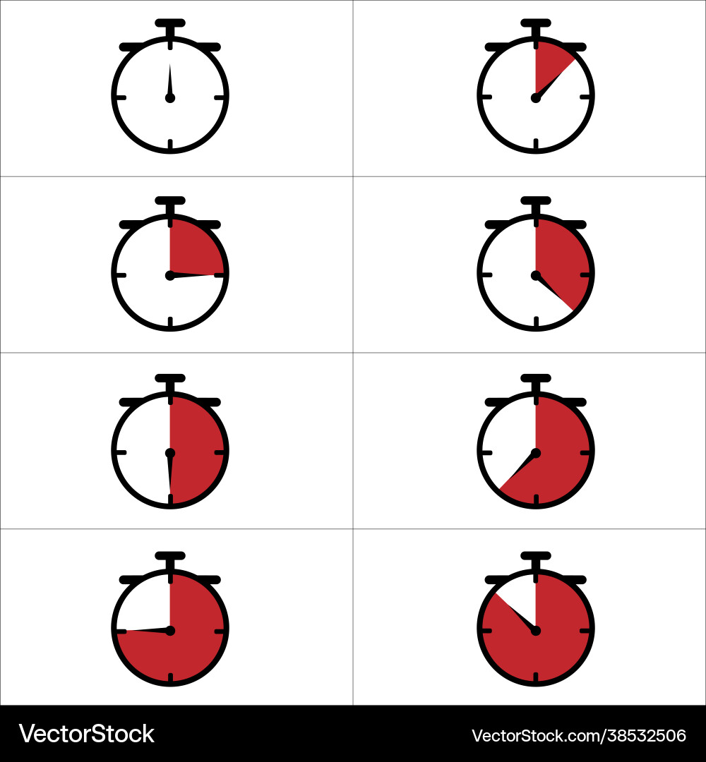 Timer clock stopwatch icon set Vector Image