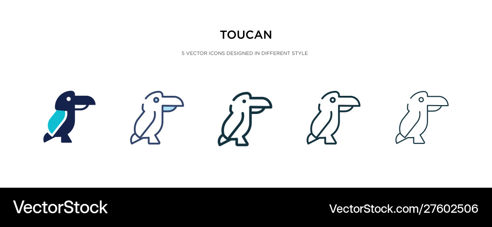 Toucan icon in different style two colored Vector Image