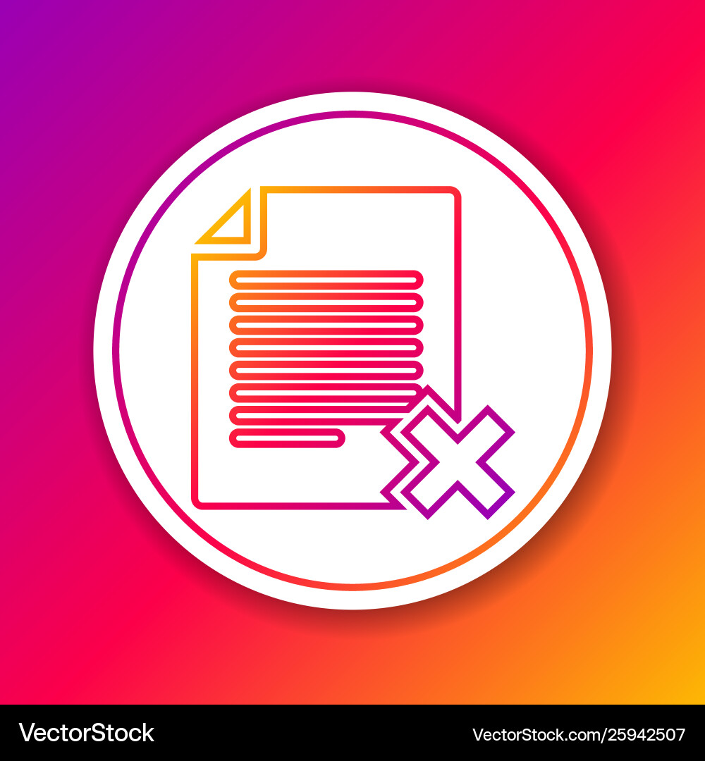 Color delete file document line icon isolated Color delete file document line icon isolated vector image