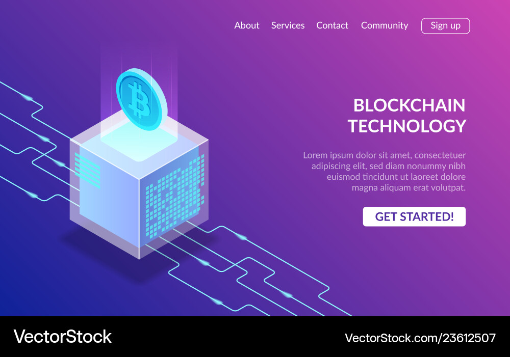 Cryptocurrency and blockchain concept farm vector image