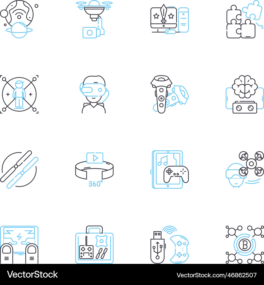 Cybersecurity linear icons set malware Cybersecurity linear icons set malware vector image