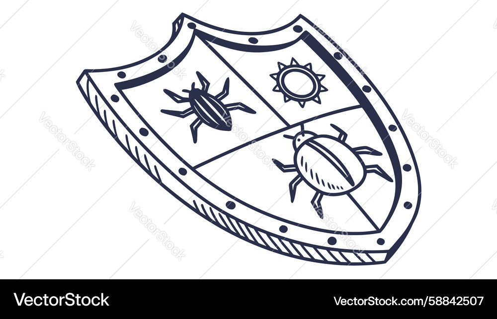 Cybersecurity Shield with Bug Icon Vector Image