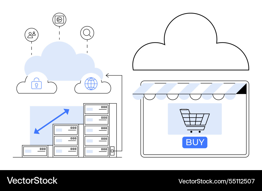 E-commerce and cloud computing integration vector image