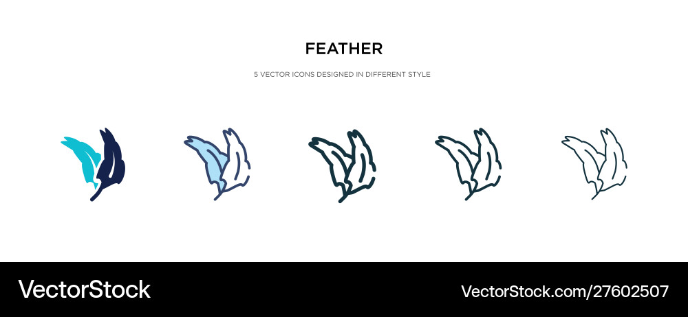Feather icon in different style two colored Vector Image