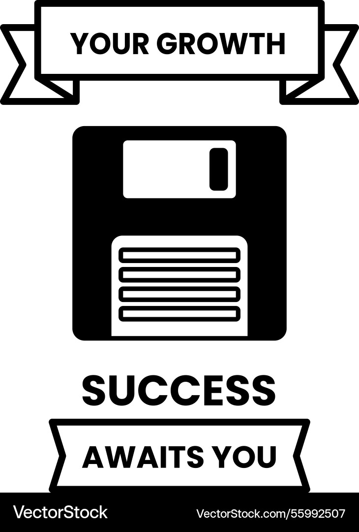 Floppy disk with a stripe and ribbon Floppy disk with a stripe and ribbon Vector Image