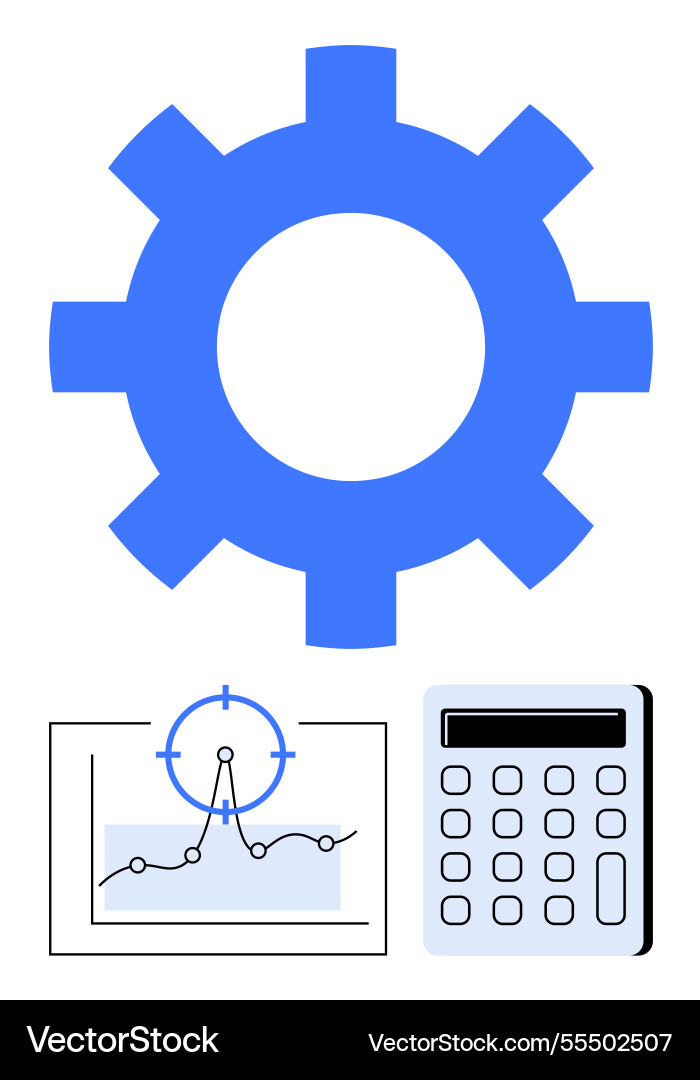 Gear with graph analysis and calculator Gear with graph analysis and calculator Vector Image
