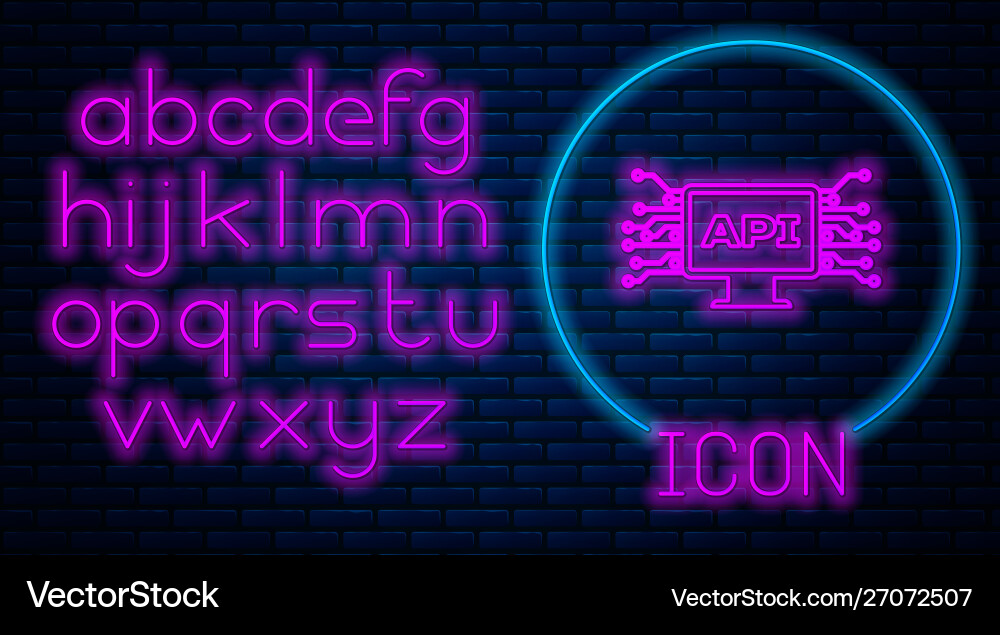 Glowing neon computer api interface icon isolated Glowing neon computer api interface icon isolated vector image