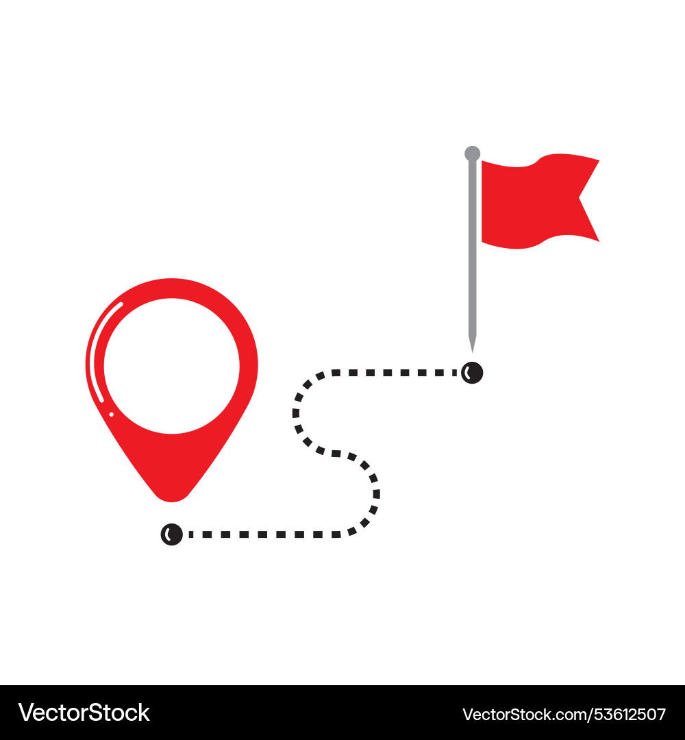 Journey path line icon route road flag point Journey path line icon route road flag point vector image