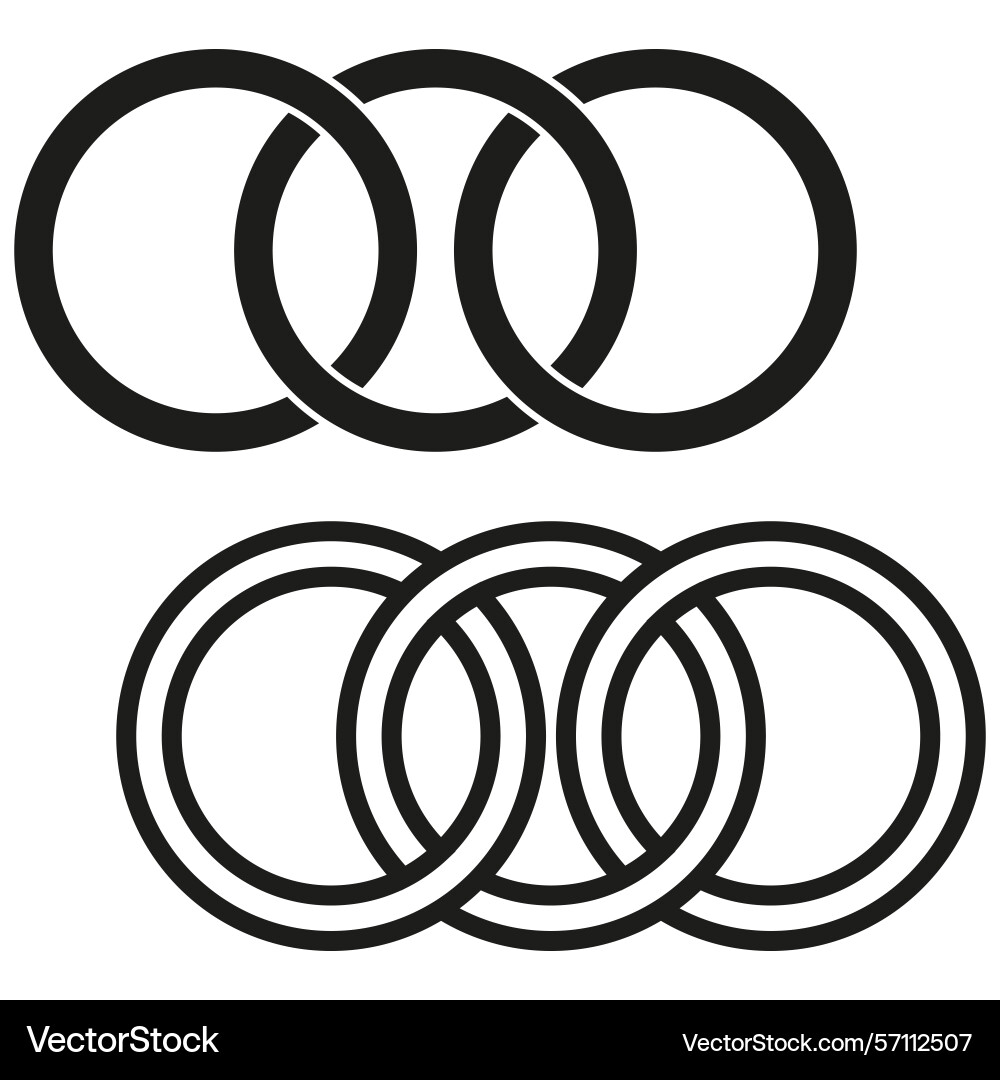 Linked ring icon overlapping circle shapes black Linked ring icon overlapping circle shapes black vector image