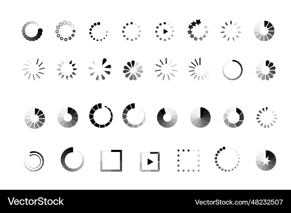 Loading indicators set Loading indicators set vector image