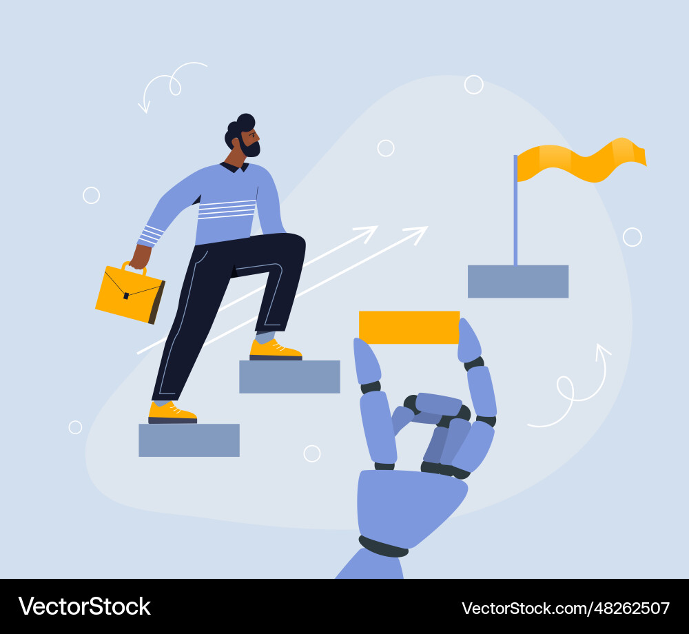 Man Climbing Steps – Progress & Ambition Vector Image