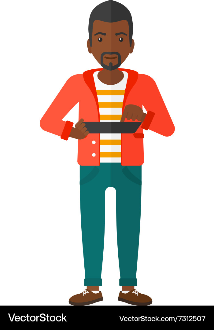 Man using tablet computer Vector Image