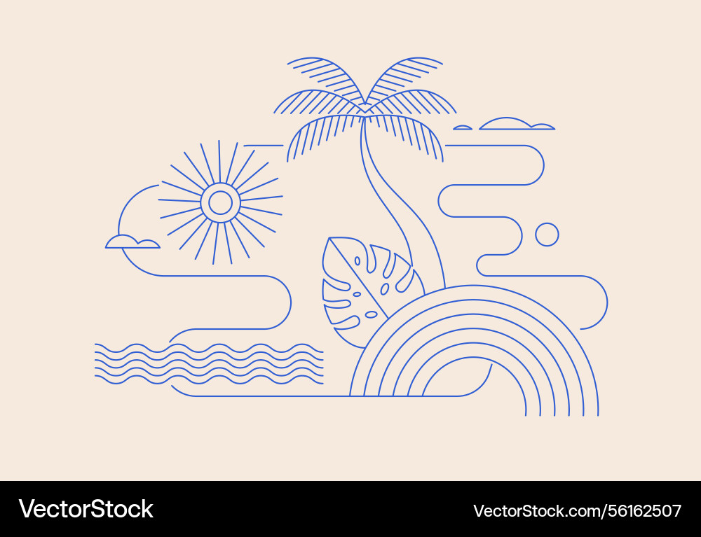 Minimalist summer concept design linear simple Minimalist summer concept design linear simple vector image