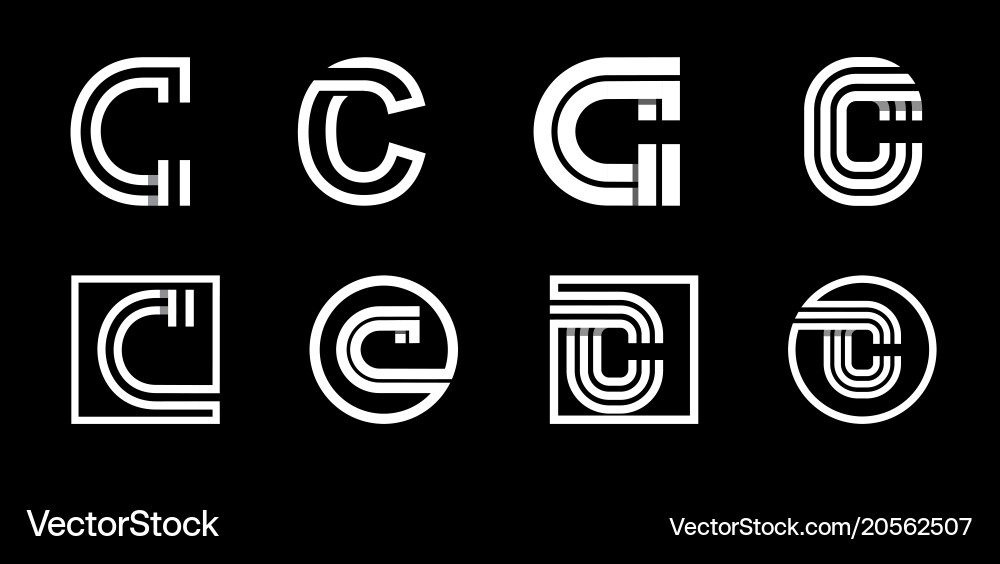 Modern C Monogram Set Vector Image