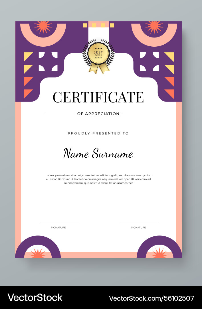 Modern certificate template with colorful design Modern certificate template with colorful design Vector Image