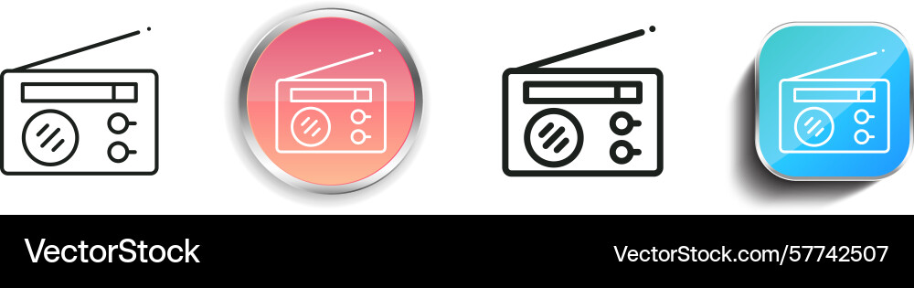 Radio icon thin linear regular and button style Radio icon thin linear regular and button style vector image