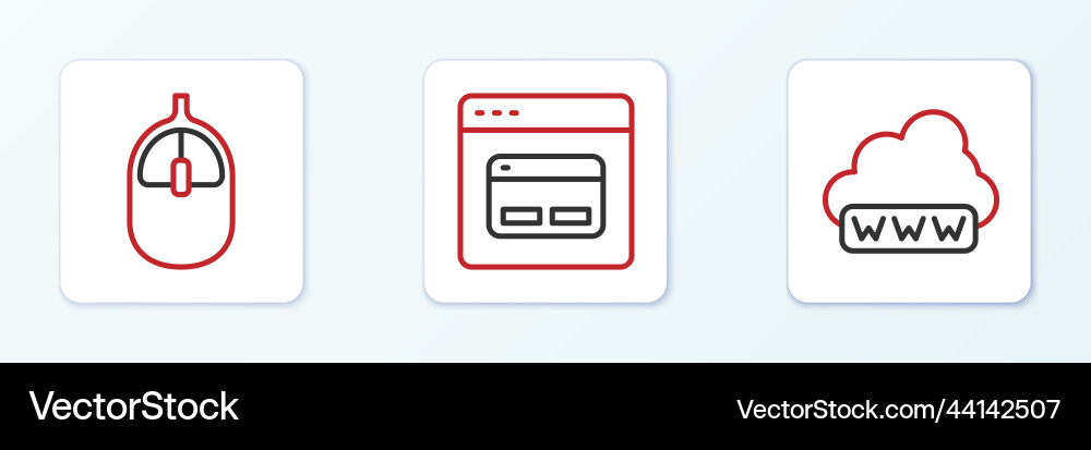 Set line web development computer mouse Vector Image