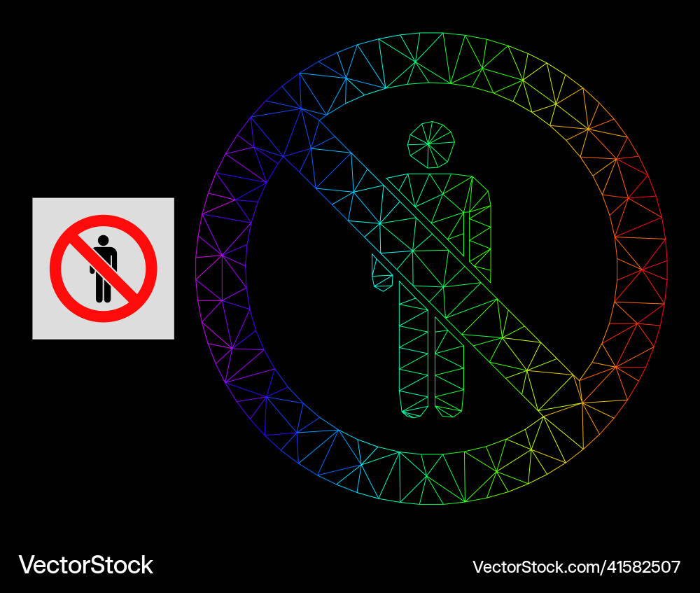 Spectrum gradiented polygonal net stop man icon Spectrum gradiented polygonal net stop man icon vector image