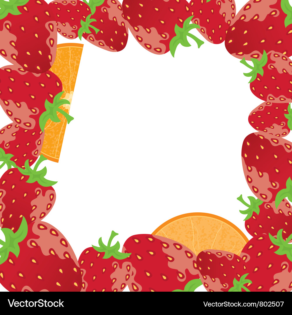 Strawberry frame with oranges Vector Image