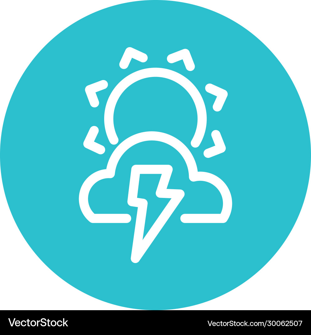 Sun with clouds and thunder block flat style Vector Image