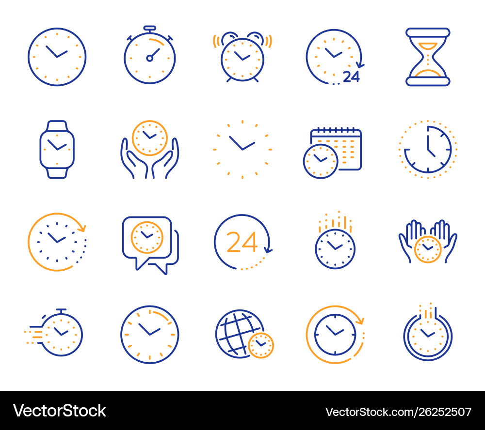 Time and clock line icons timer alarm vector image