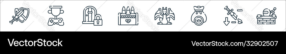 Videogame line icons linear set quality Videogame line icons linear set quality vector image
