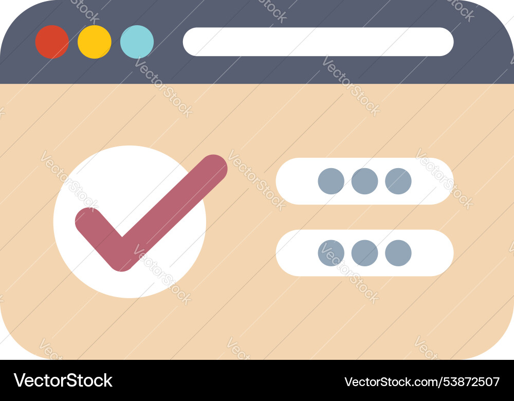Website showing successful login attempt Website showing successful login attempt vector image
